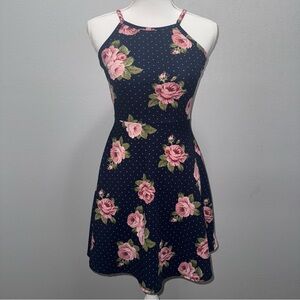 *3 for $15* Junior’s S Floral Dress Blue Pink Fit & Flare Stretchy Sundress